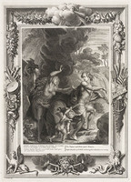 KG 12610
<br/>
Tempel der Muzen: Orpheus kijkt om naar Euridyce.
<br/>
<em>Picart, Bernard (1673-1733)</em>